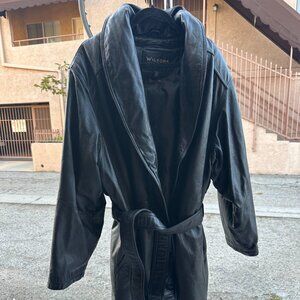 Men's Vintage Wilson's Leather XL Trench Coat with Thinsulate Liner & Belt